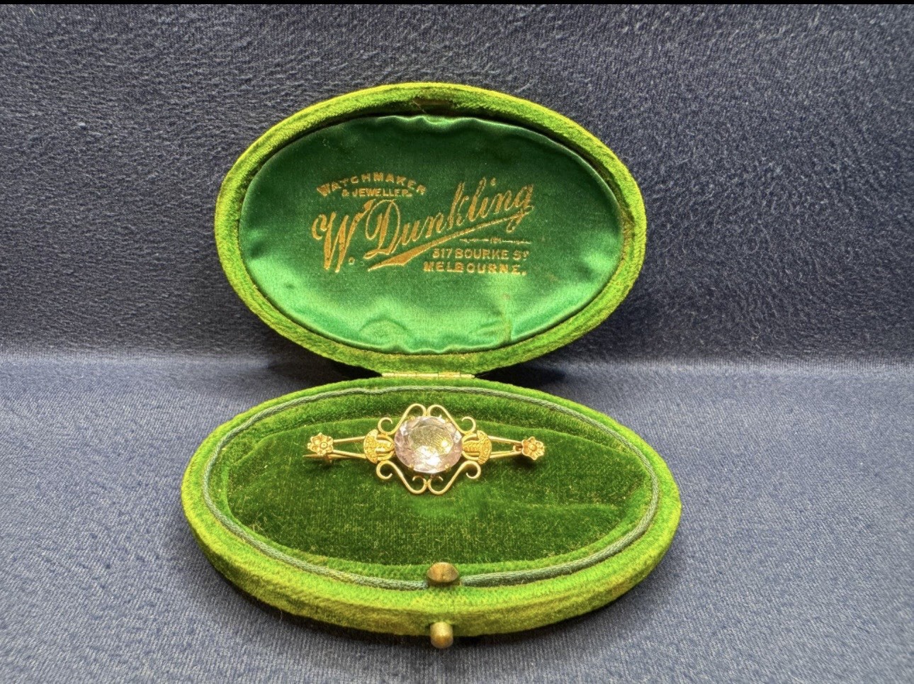 Vintage Alexandrite 9ct Gold Art Deco Brooch – Neodymium Glow XRF Confirmed