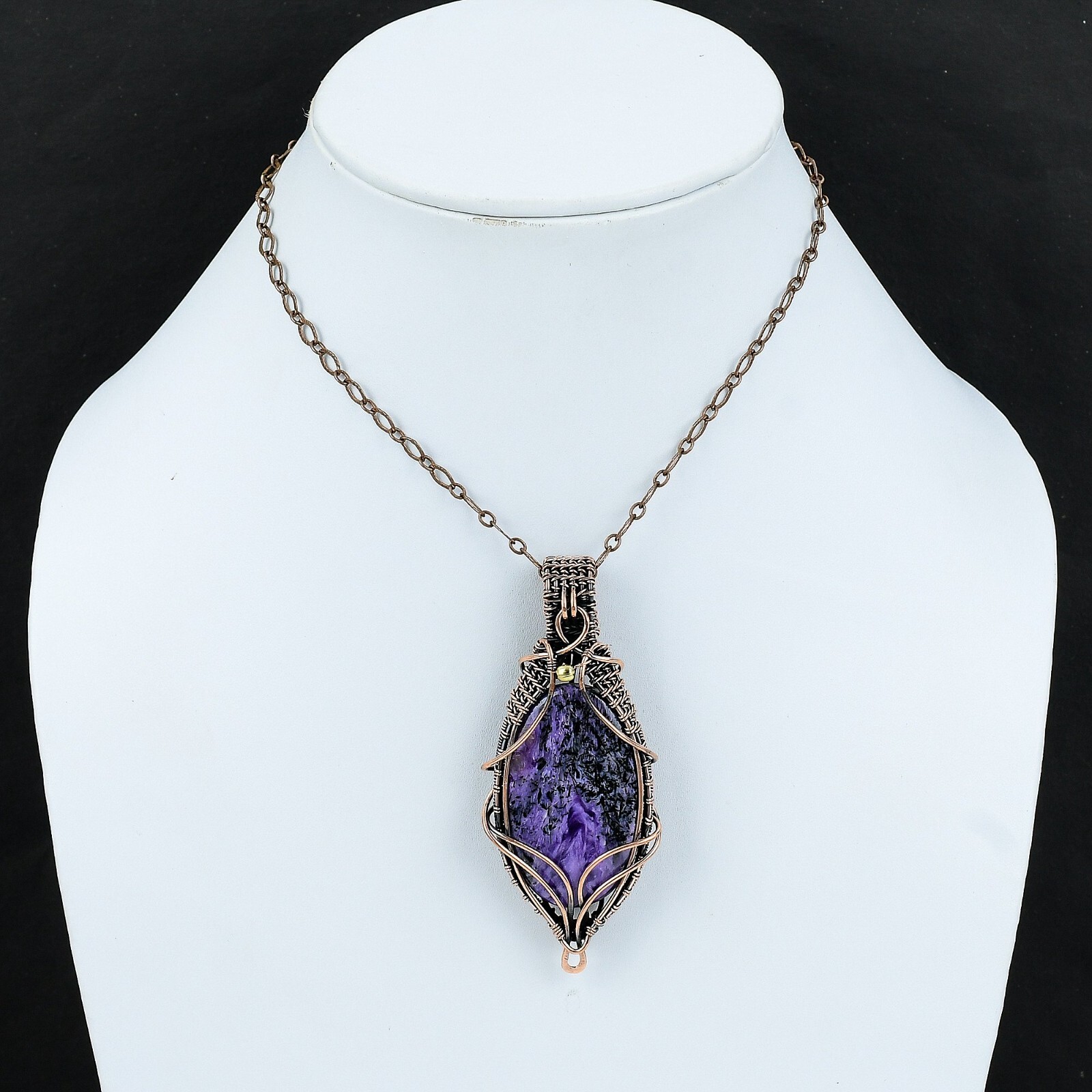 Women Day Sale Russian Charoite Wire Wrapped Pendant Copper For Women 3.11″