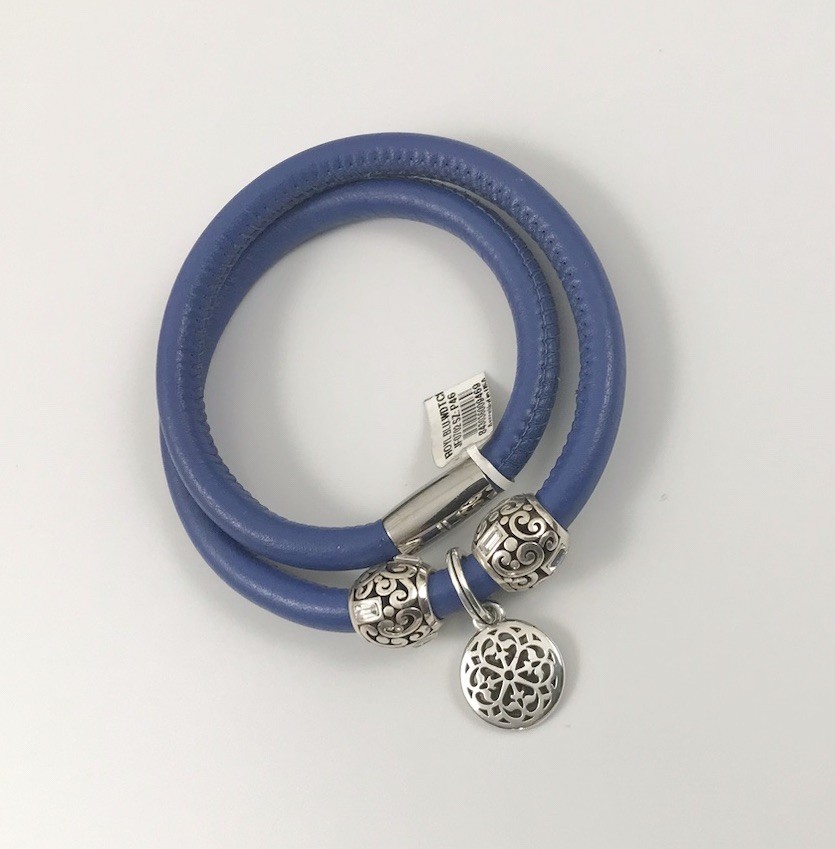 Brighton Woodstock Royal Blue Add Charms/Beads Leather Bracelet NWT 15.5 In #443