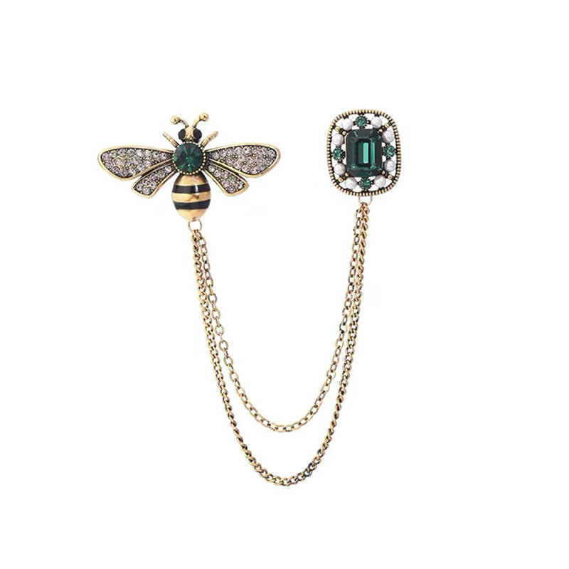 2PCS Vintage bee chain brooch, women clothing accessories pins jewelry