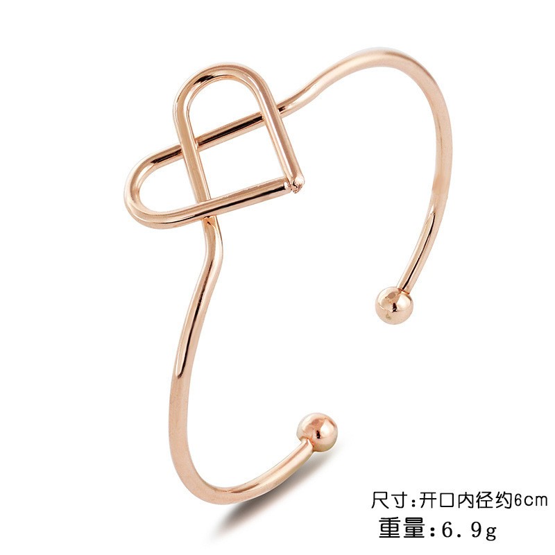 Women Rose Gold Knot Heart Open Cuff Bangle Tribal Bridal Stackable Bracelet