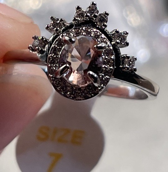 Bomb Party Plenty of Sunshine Ring Sz 7 Light Brown Amethyst Rhodium