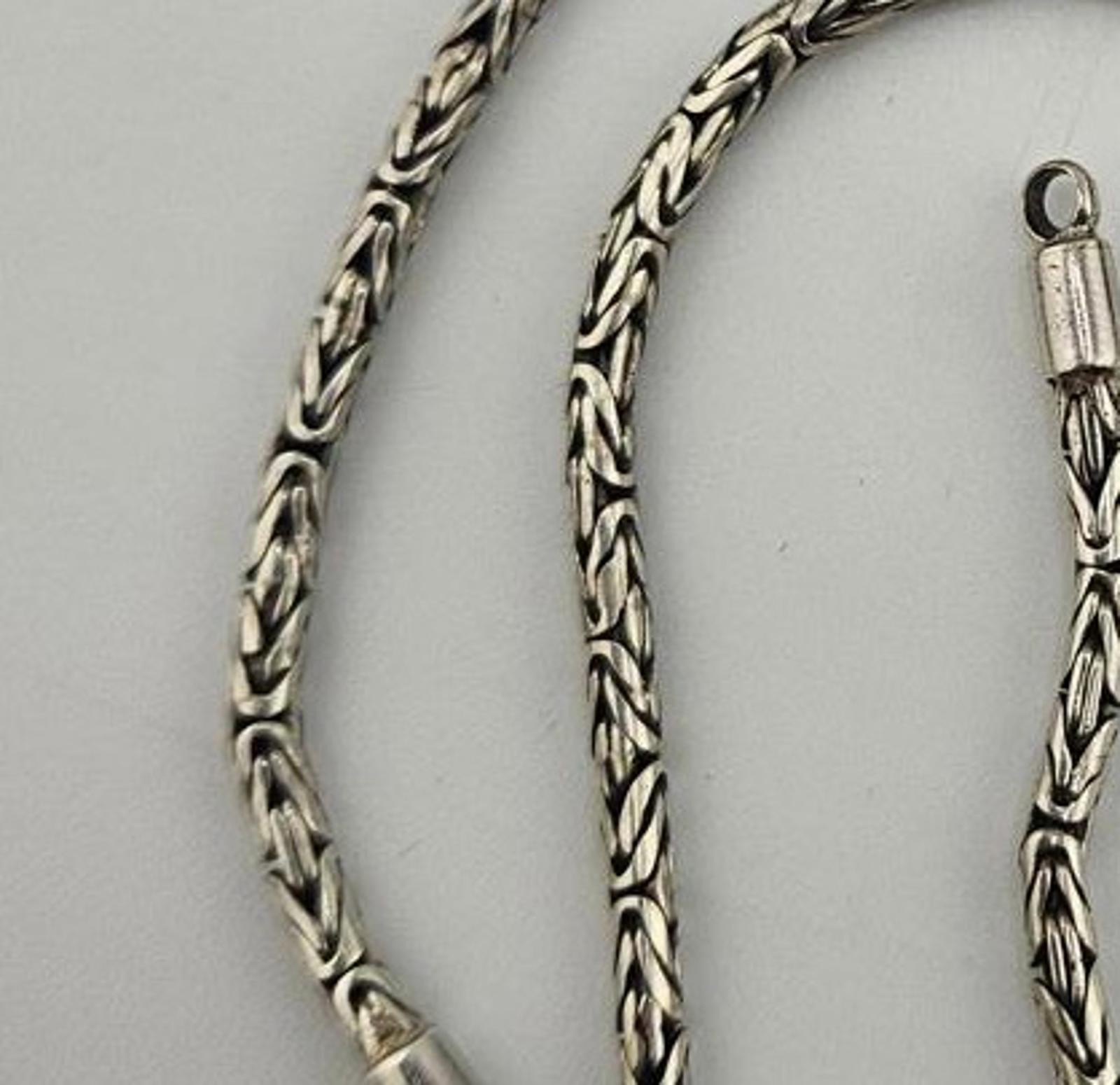 17.5in Sterling Silver Byzantine Bali Necklace Chain