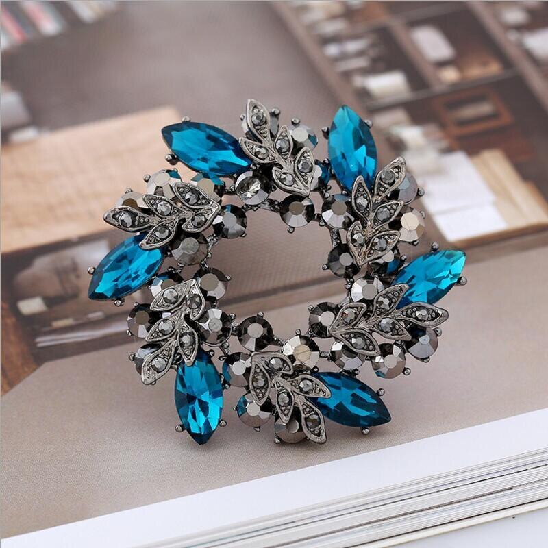 1PCS Flower Crystal Brooches For Women Rhinestone Fashion Elegant Brooch Pin