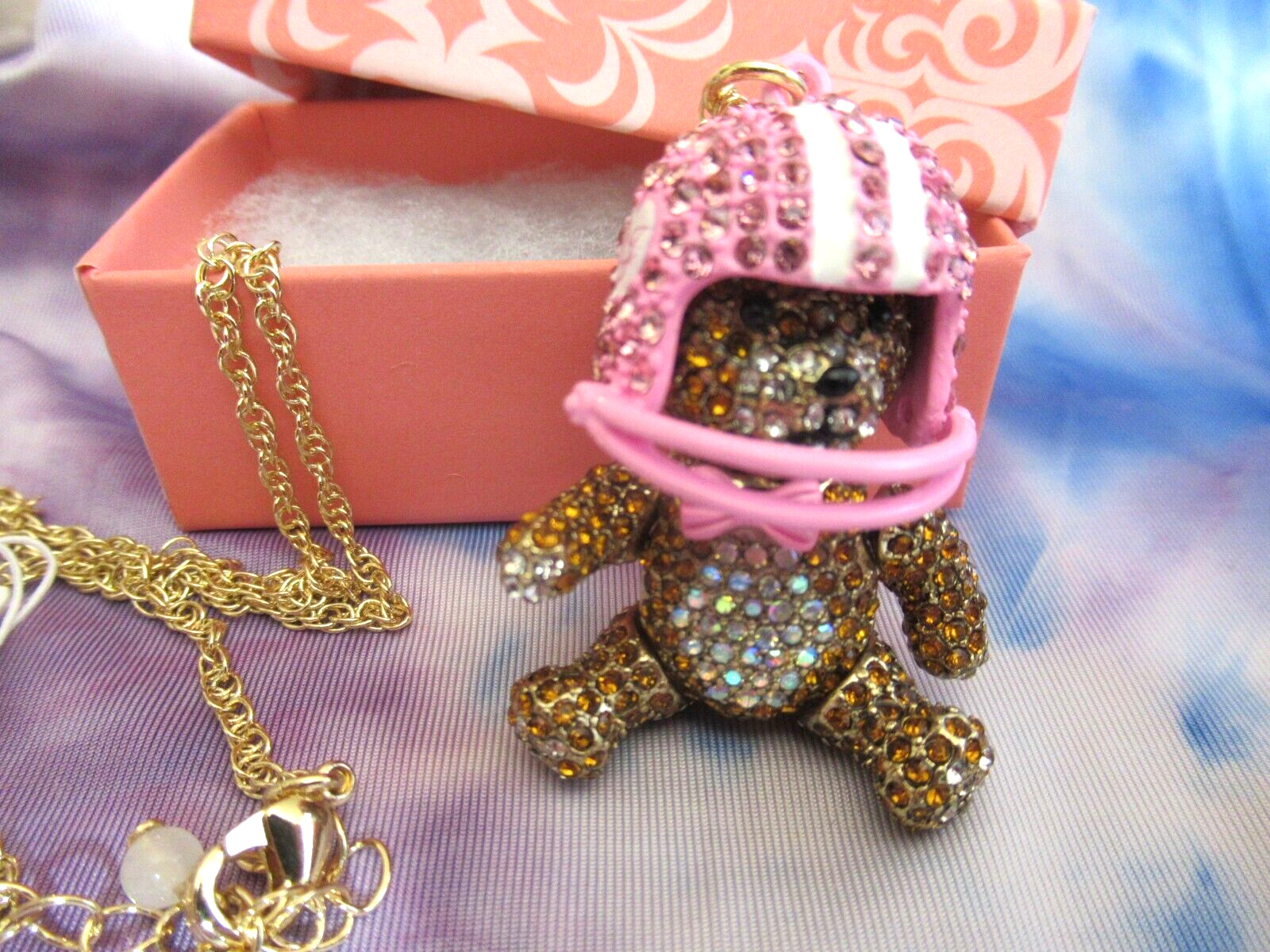 BETSEY JOHNSON Teddy Bear Football or Teddy Bear Cheerleader Necklace NWT