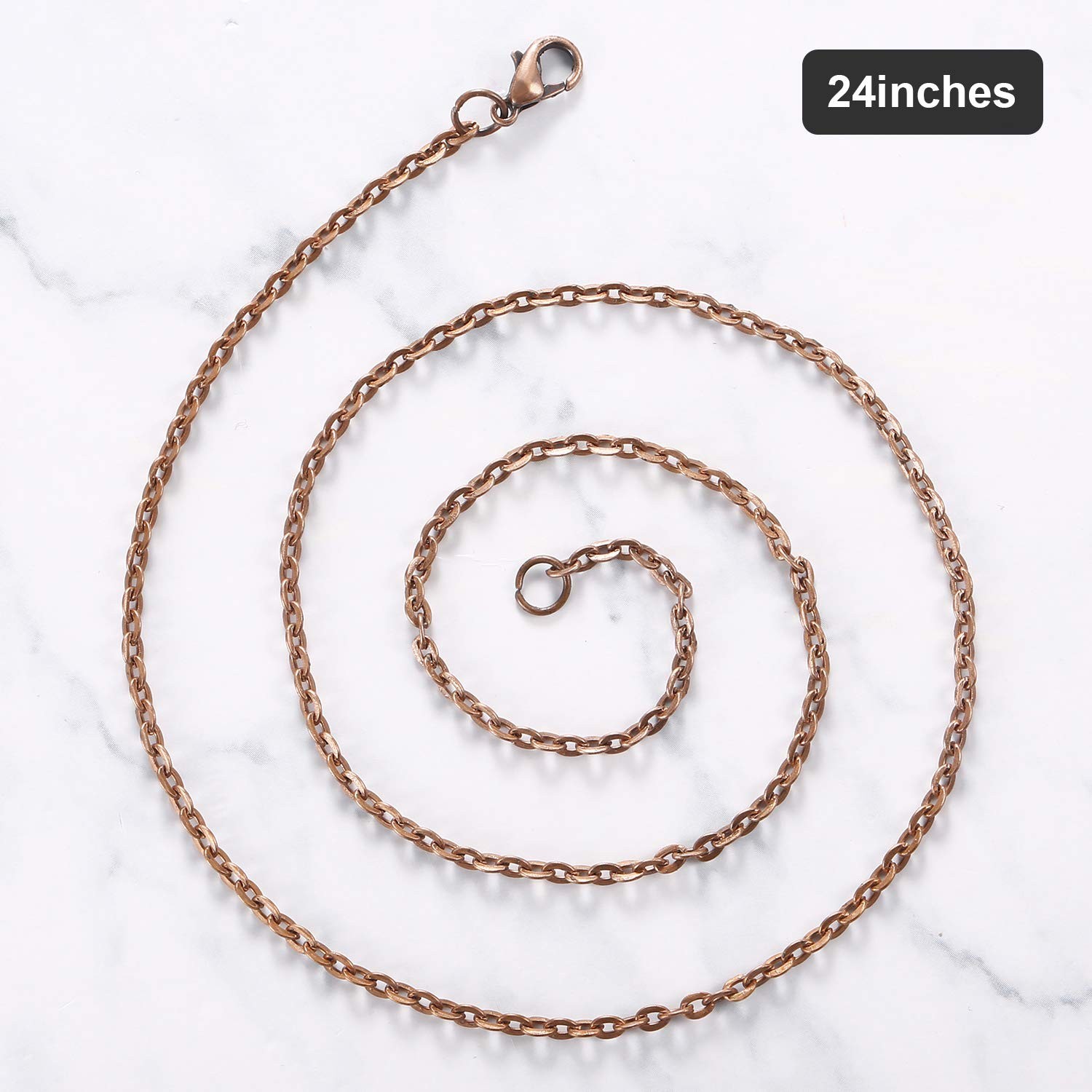 24 Pack Antique Red Copper Cable Chain Necklace Twisted Link Chain for Jewelry M