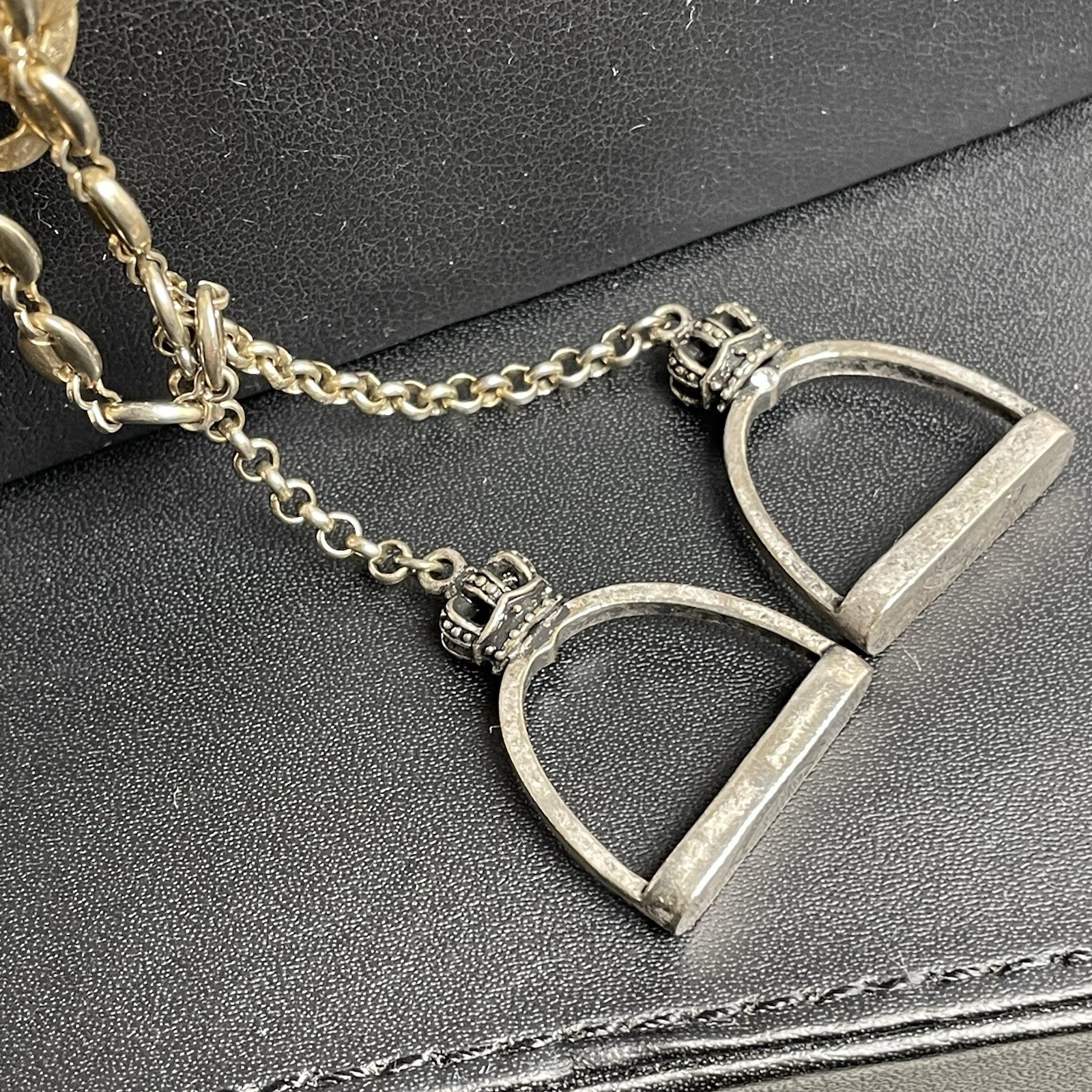 Juicy Couture Necklace Horse Shoe Stirrups Leather Gold Tone 3 Pieces Equestrian