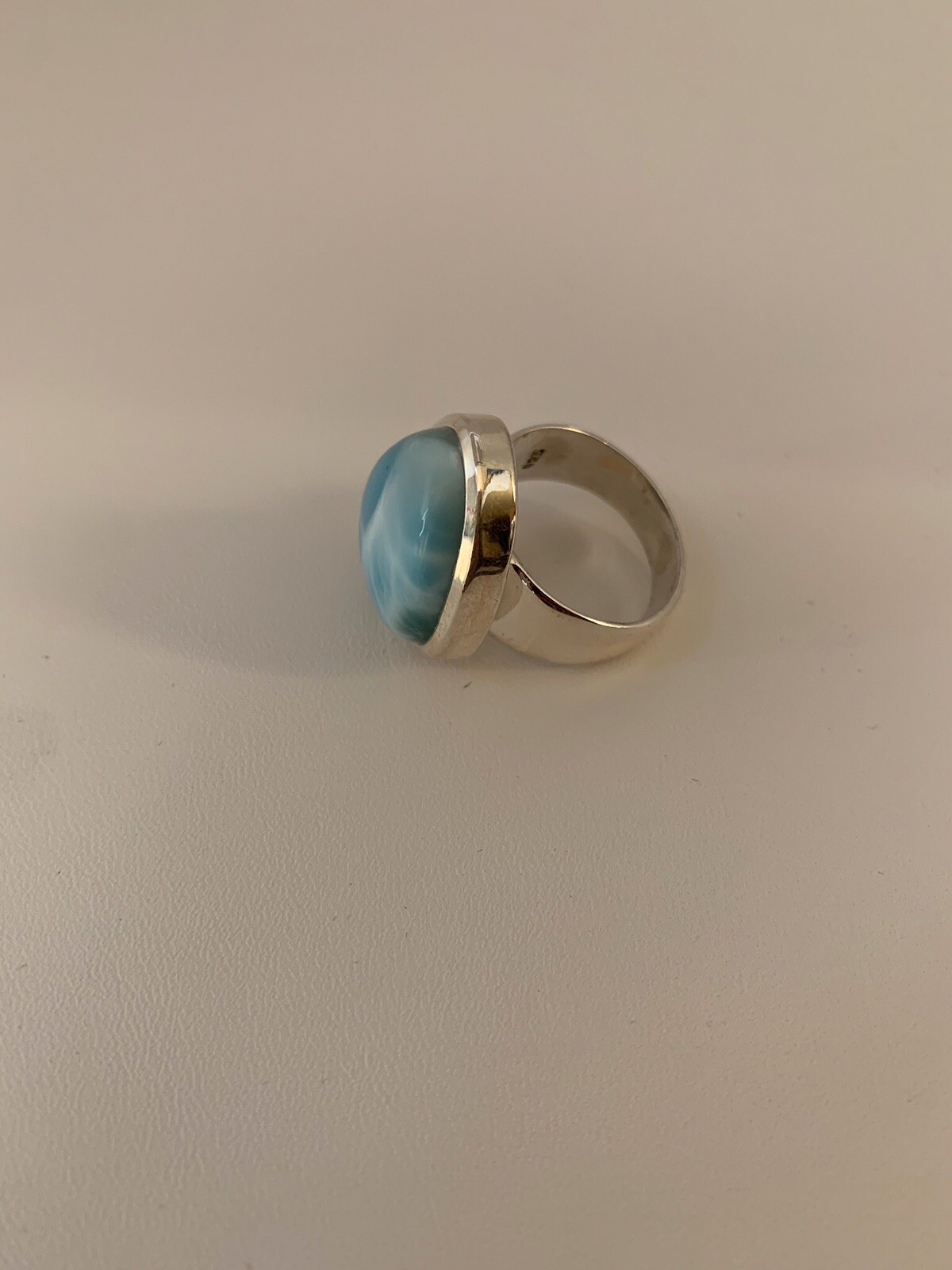 Larimar 925 Sterling Silver Design Ring Size 8 J.640