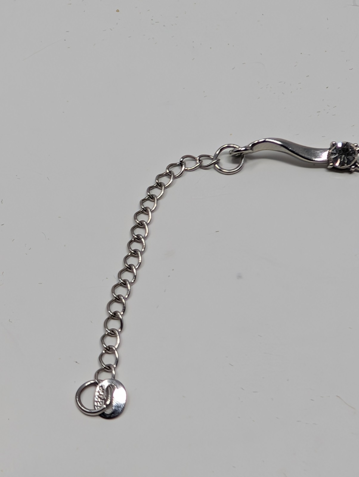 6.5″-8.5″ Rhinestone Link Bracelet White Gold Plated Marked 18KGP