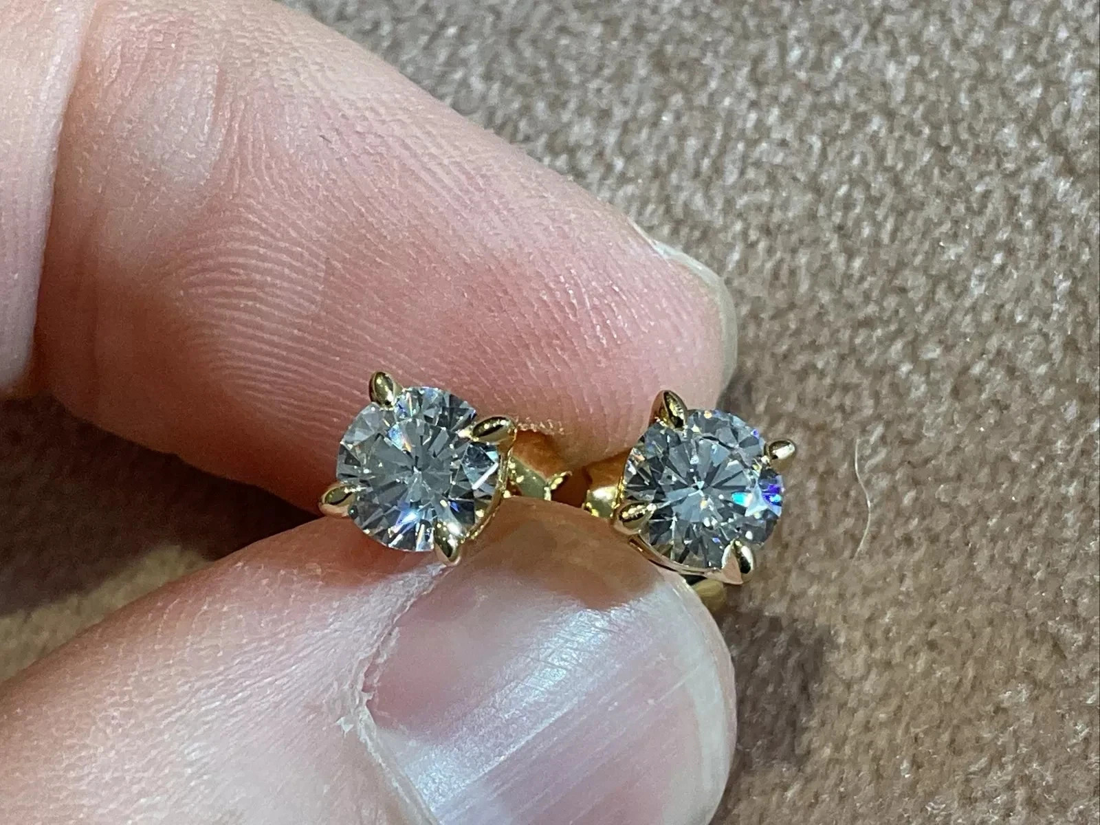 1.00Ct Round Cut Simulated Diamond Solitaire Stud Earrings 14K White Gold Plated