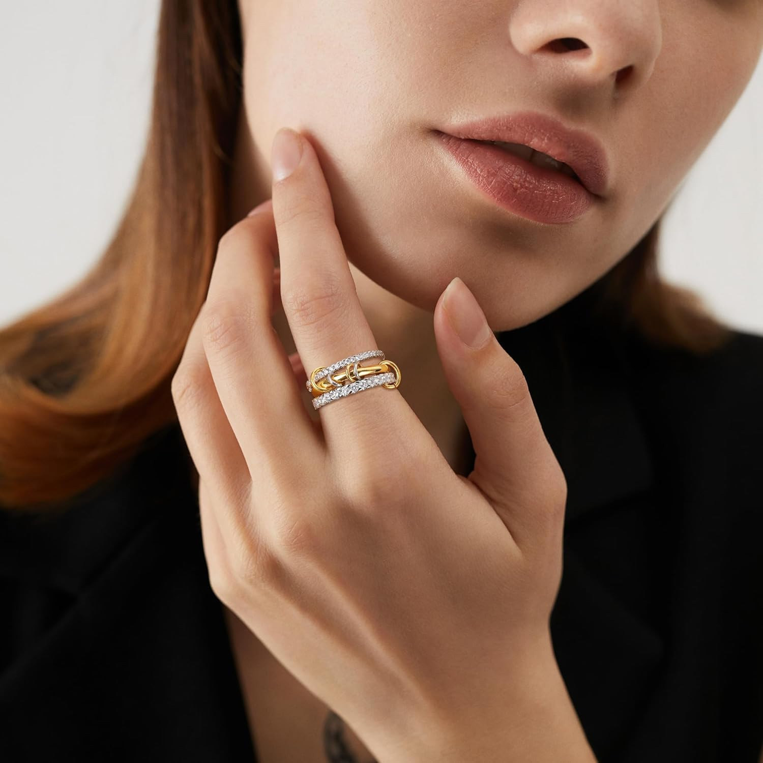 Gold Stackable Rings for Women Non Tarnish, 18K Gold Plated CZ Cubic Zirconia Ri