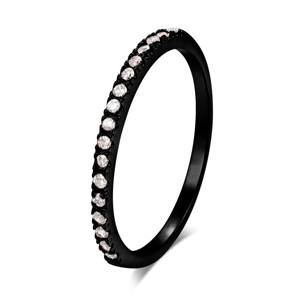 Micro Pave Ring Simulated Zirconia Tension Setting Band Stackable Jewelry
