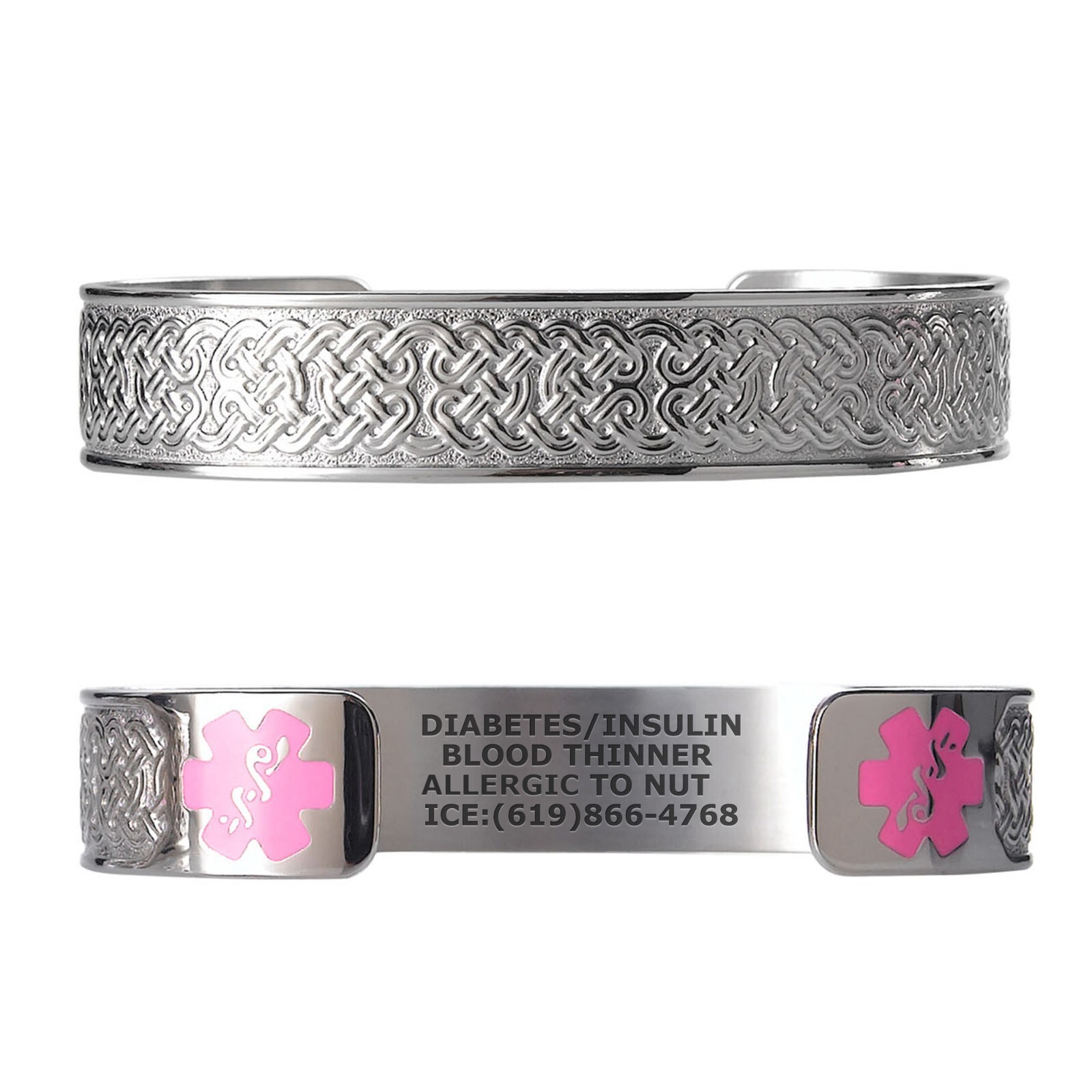 Divoti Celtic Knot Medical ID Cuff, Adjustable (fits 6.5-8.0″)