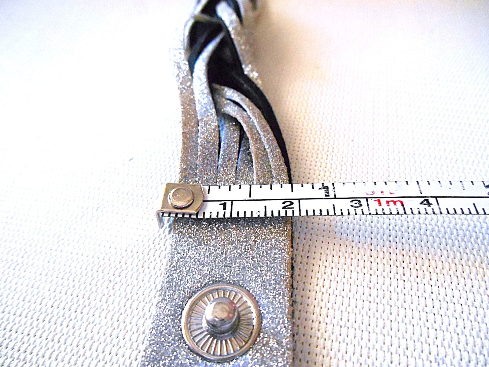 Silvertone & Black Adjustable Snap Bracelet