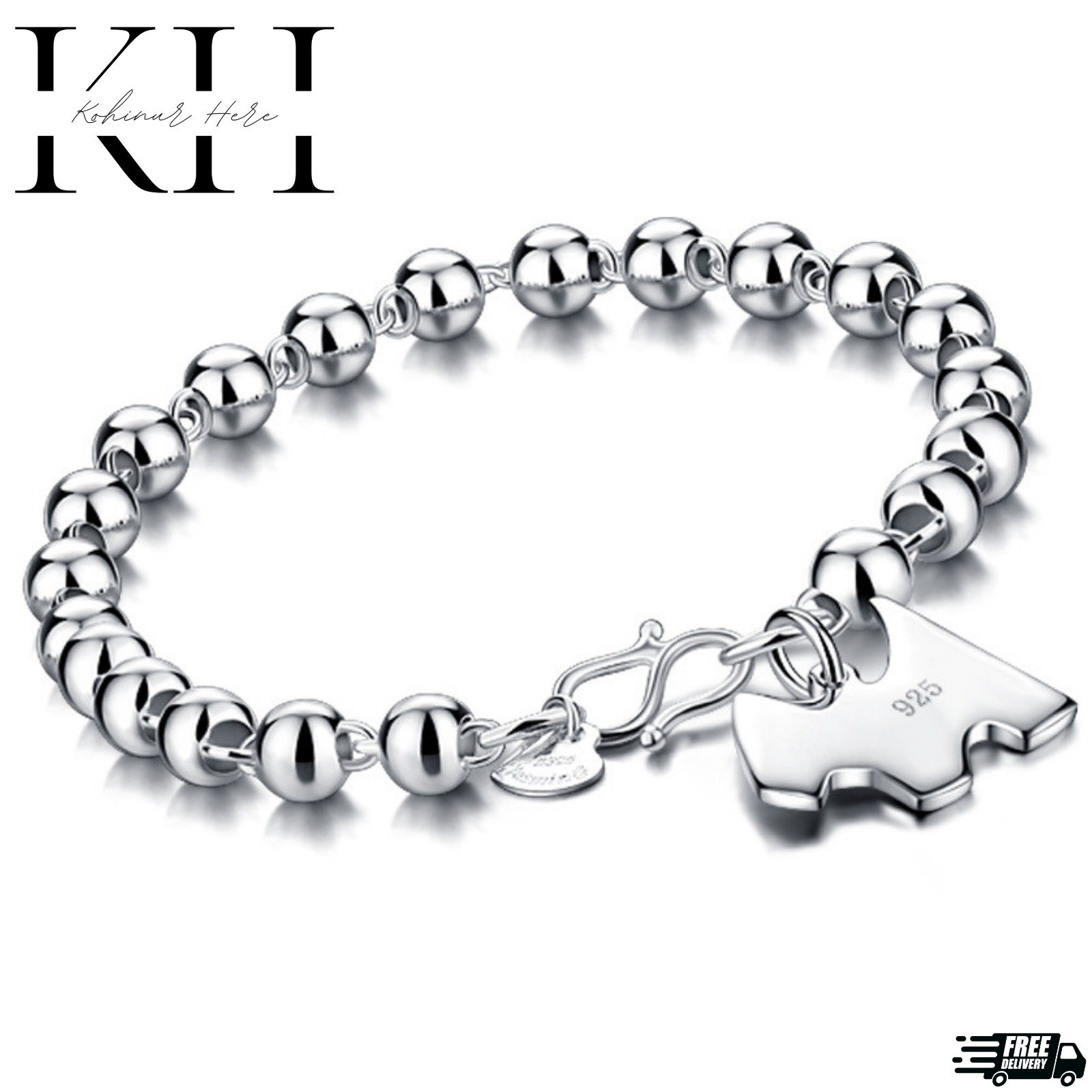 Sterling Silver 4MM-10M Italian Bead Ball Chain Bracelet- Handmade Bead Italian