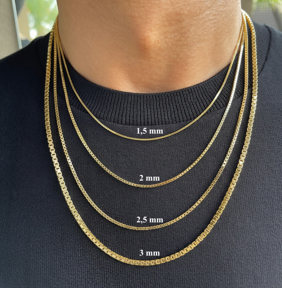 14k Gold Filled Box Chain 1.5-3mm Necklace 18-24″ Men Women