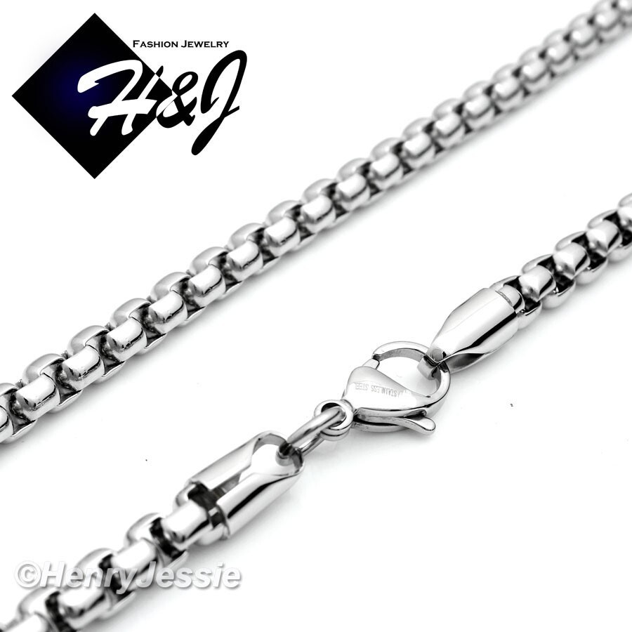 30″MEN Stainless Steel 5mm Silver Box Link Necklace ICY CZ Cross Pendant*IP21