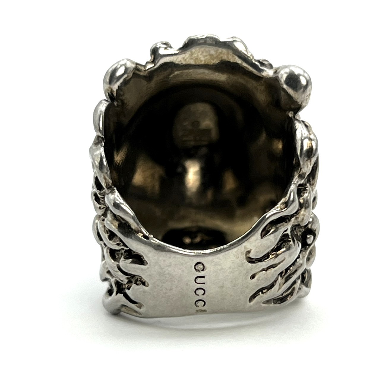 Gucci Lion Head Motif Ring Silver Tone Authentic Japan Size US 8