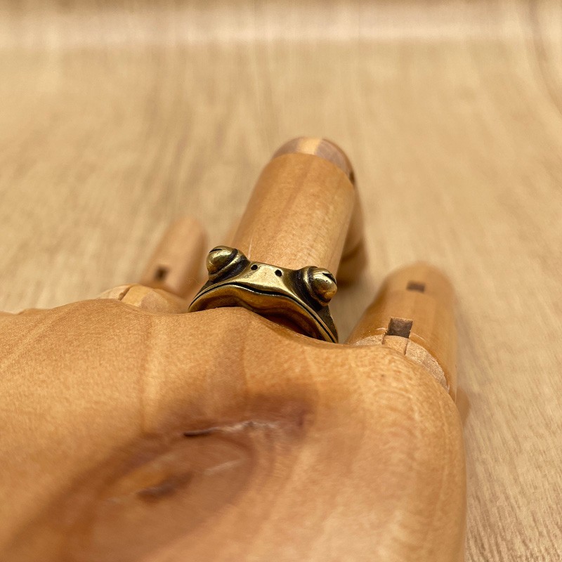 Brass Money Toad Ring Adjustable Frog Ring Vintage Animal Jewelry Gift