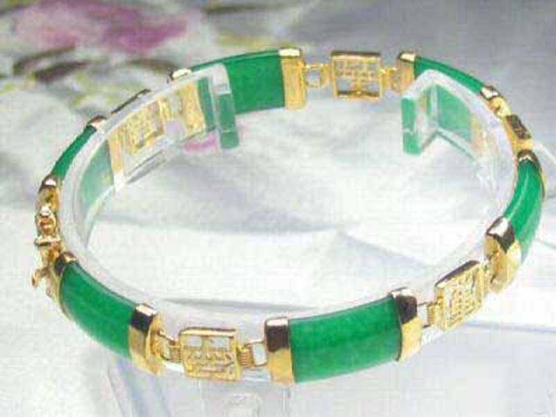 Jade Bracelet Fortune Women Lucky Bangle Plated Gemstone Jewelry Gifts Girls