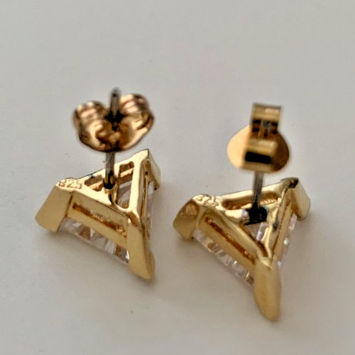 6.0ct Trillion Cut Cubic Zirconia Solitaire Post Earrings in Sterling Silver