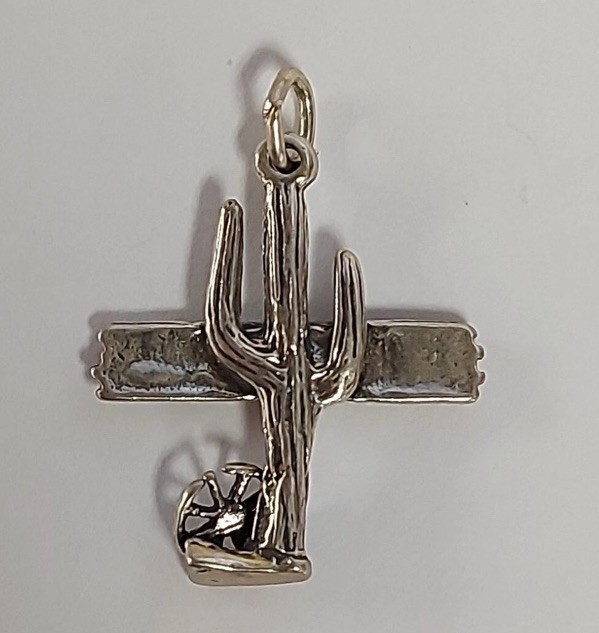 Sterling Silver Cactus Dangle Charm Pendant Southwestern Western Theme 2.53g