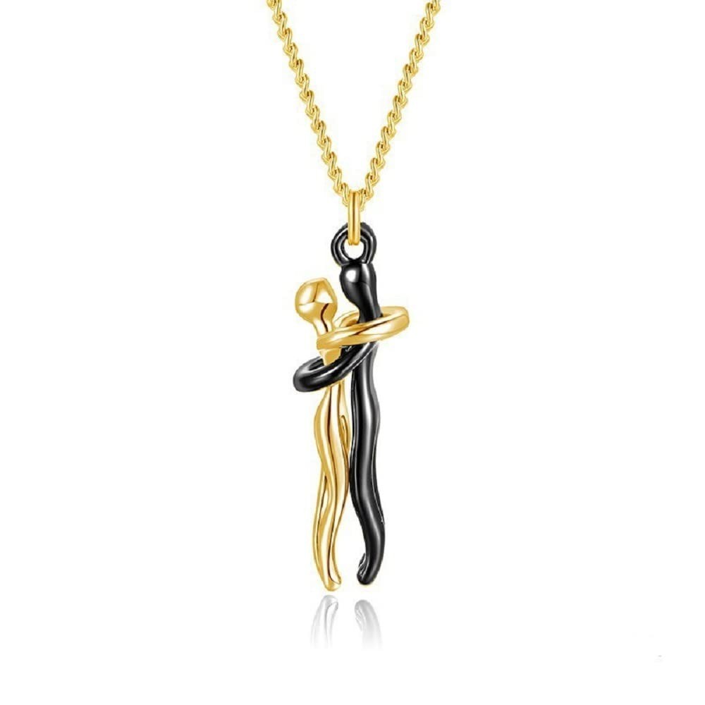 Caiyao Affectionate Hug Necklace Couples Pendant Chain Jewelry Gift