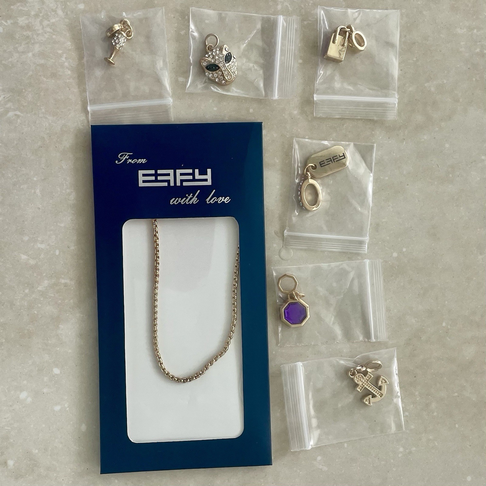 EFFY WITH LOVE AMULET OF ADVENTURE CRUISE NECLACE 24″ & 6 CHARMS PENDANTS NEW