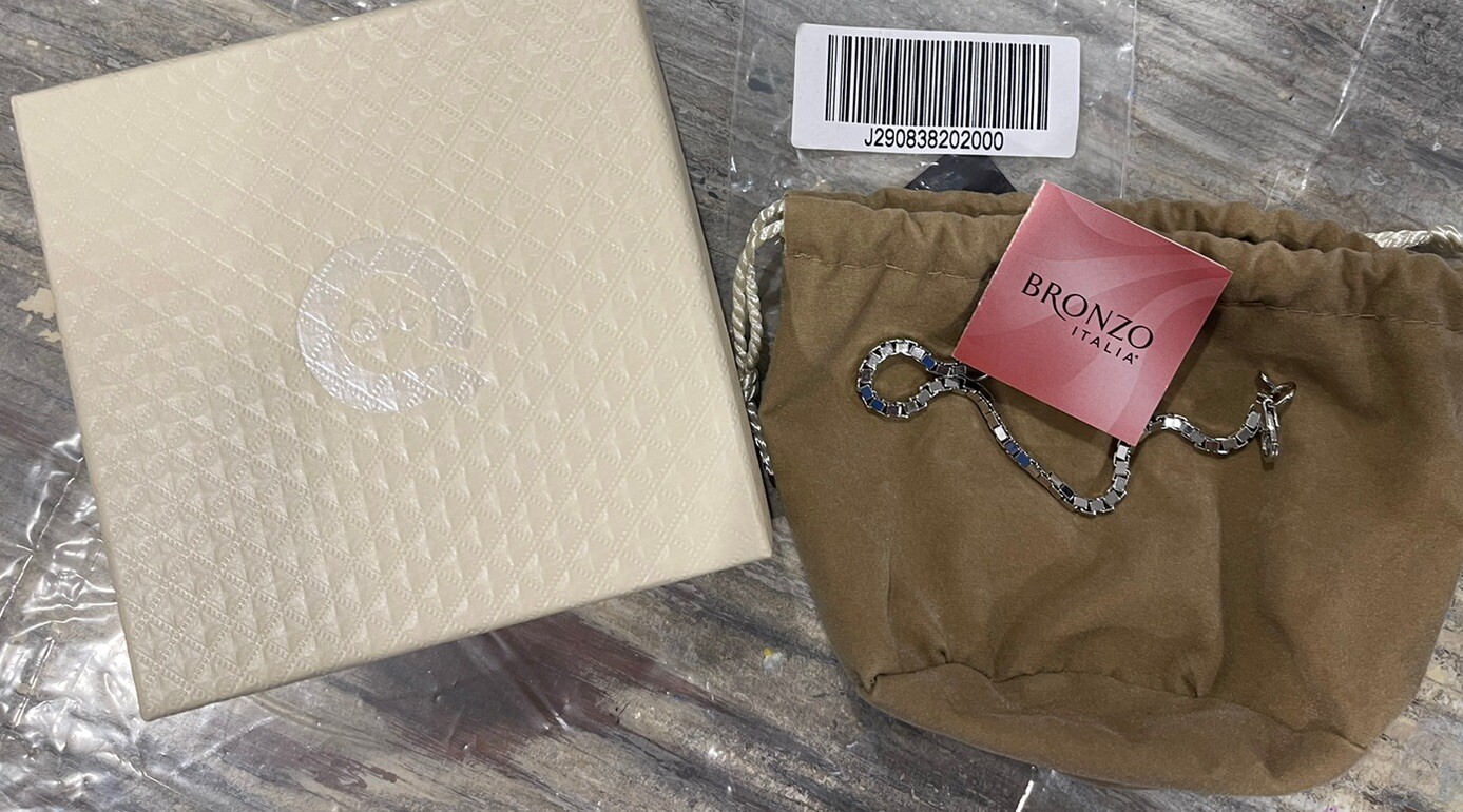 Bronzo Italia 6 3/4″ polished Box Chain Bracelet White Bronze item #J290838