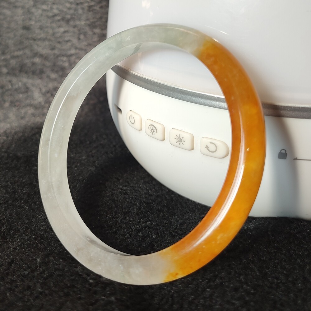 Certified Grade A Yellow 59mm Natural Burma Jade jadeite Bangle Bracelet 4812