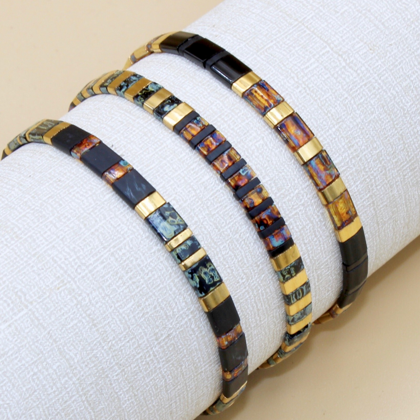 Handmade Miyuki Tila 14k Gold Plated Boho Reiki Adjustable Women’s Bracelet Gift