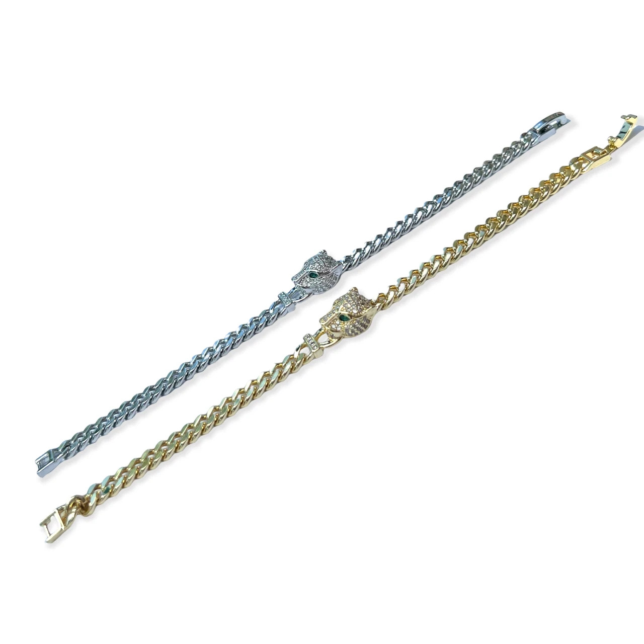 5Ct Round Simulated Diamond Leopard Tennis Link Bracelet 14k Yellow Gold Plated