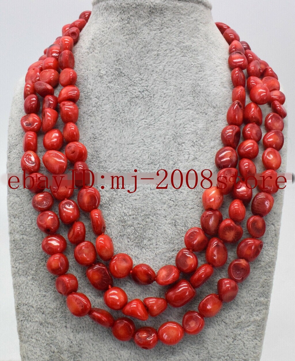 Genuine 6x8mm Natural Irregular South Sea Red Coral Beads Necklace 36-100″