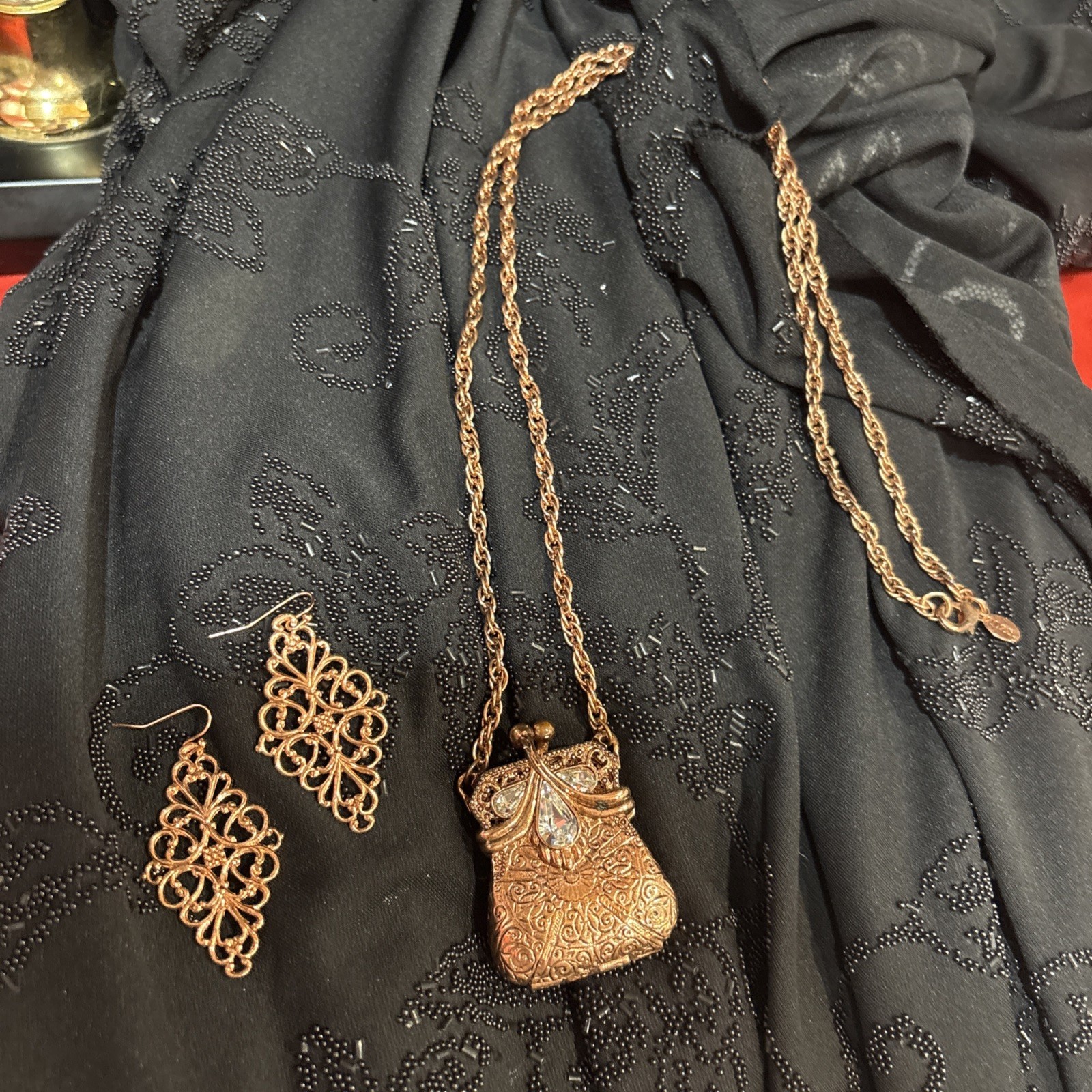 Coin Purse Necklace And Earrings