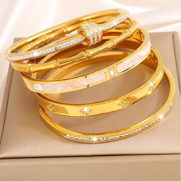 Bangle Stack 5 Piece Set High Quality Bracelet Multilayered Bangles for Women