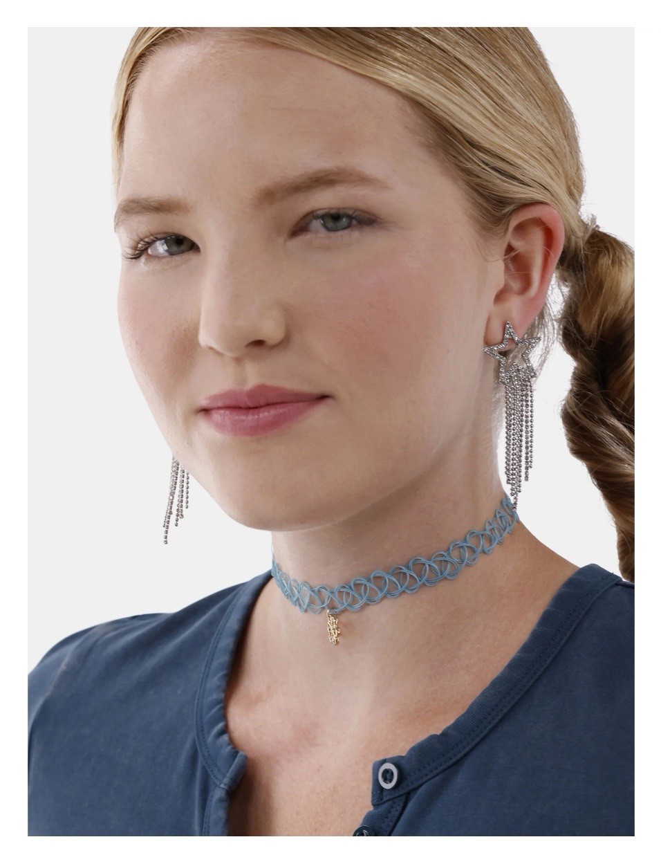 NO BOUNDARIES Women’s Silver-Tone Star Fringe Earrings Patriotic Cowgirl