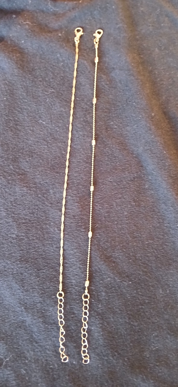 2pc Anklet Set, a Twisted Chain And The Other A Gold Ball Spaced Chain