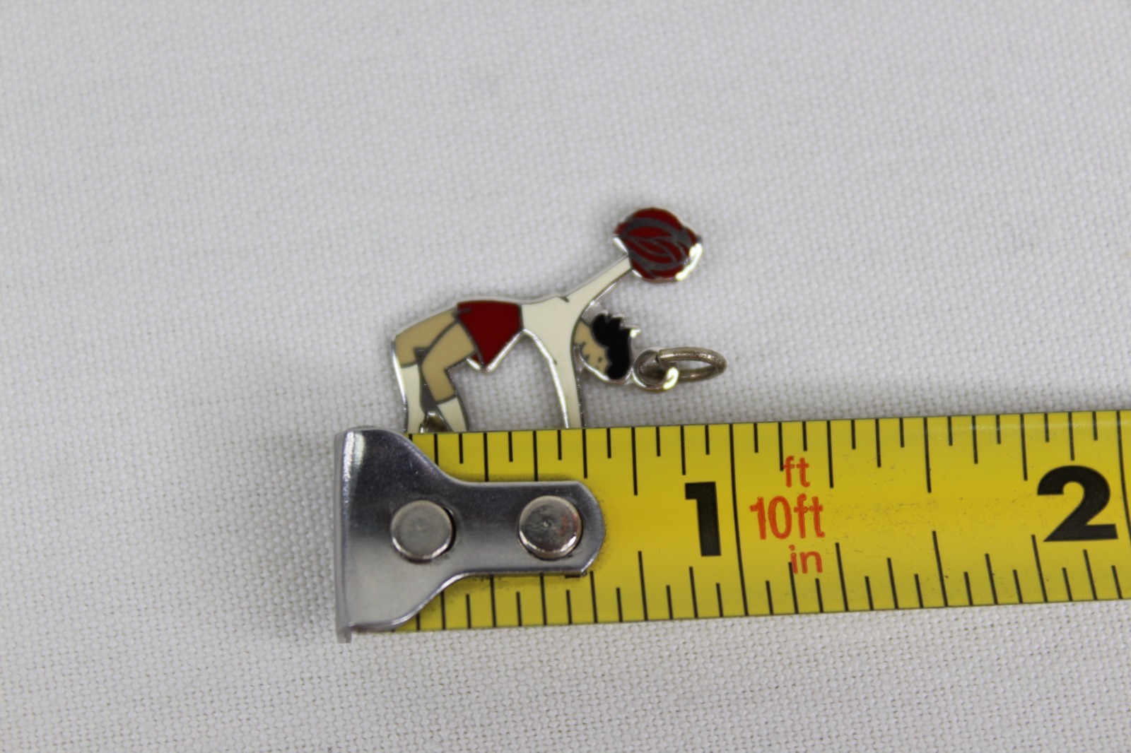 Full Color Jumping Cheerleader with Pom Poms JMF .925 Silver Charm Pendant