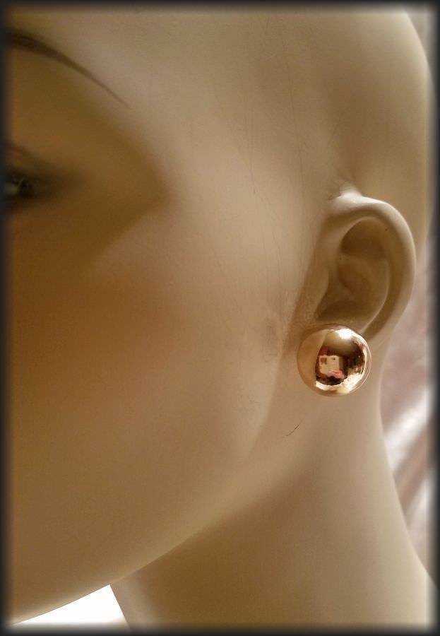 CLASSIC GOLD BALL LARGE 20 MM STUD EARRINGS NEW USA SELLER