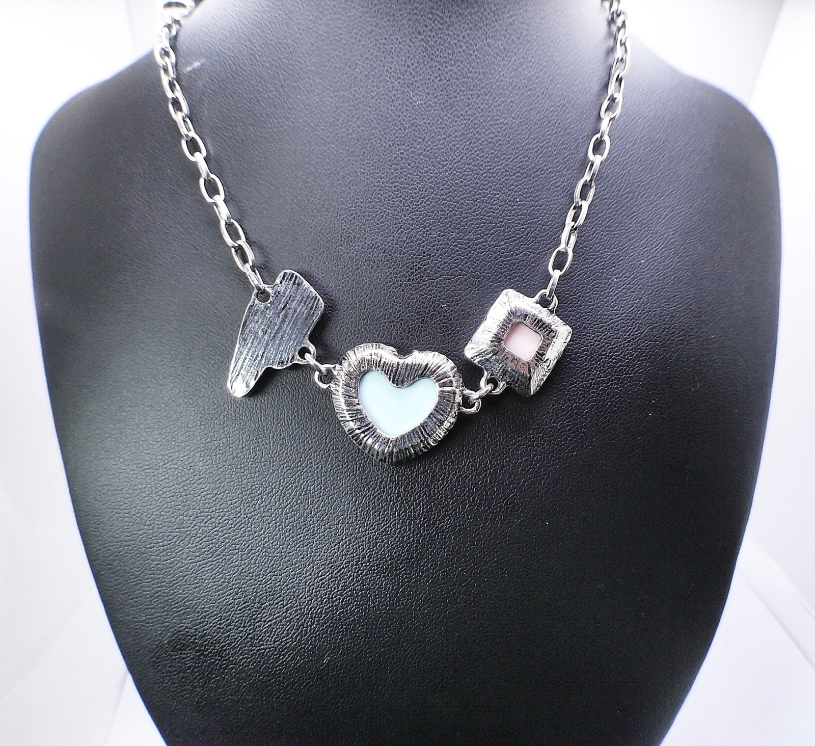Western XOXO Candy Heart Necklace Turquoise Lightning Bolt Cowgirl Charm