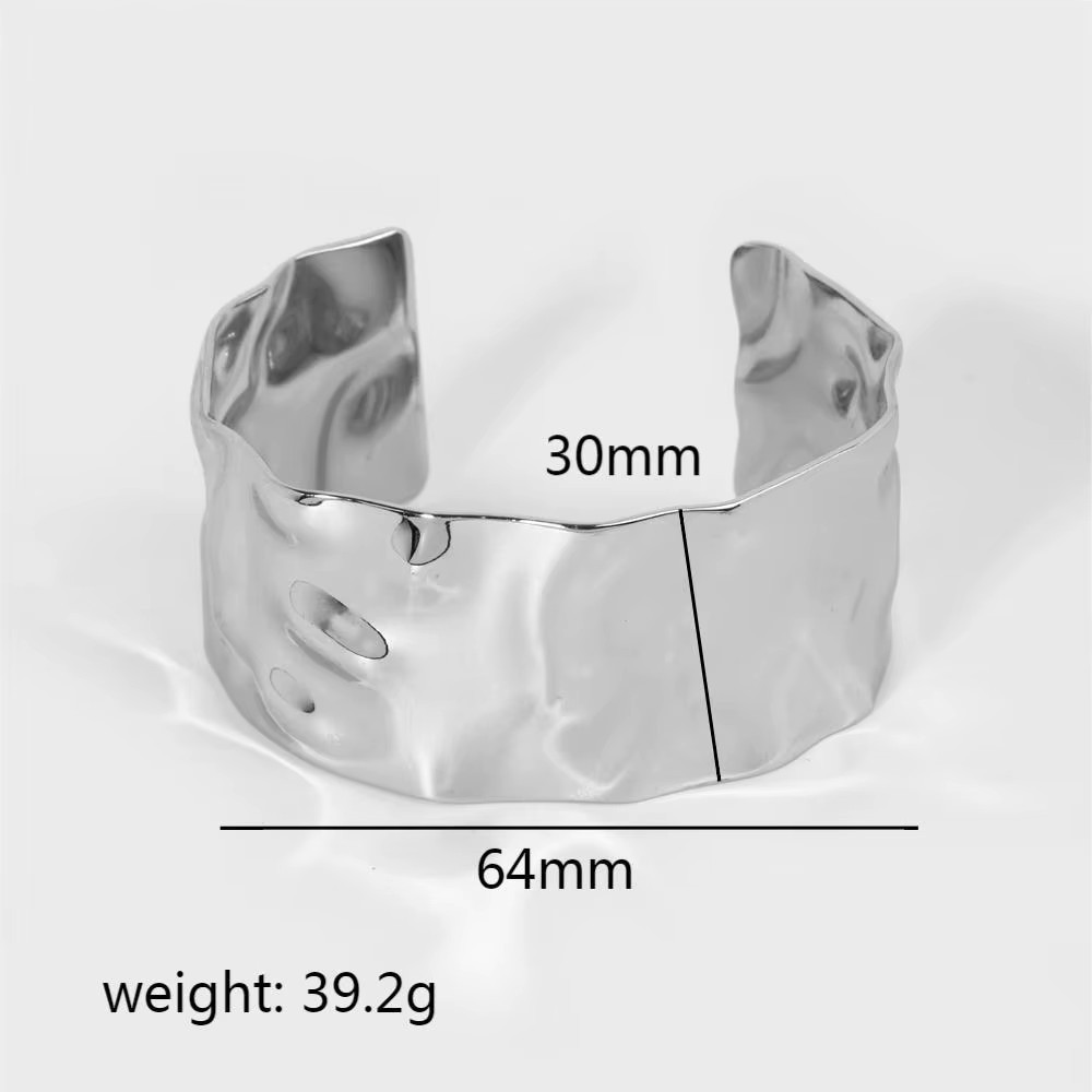 Silver Wide Hammered Cuff Bracelet Statement Bangle Open Wrap Minimalist Boho