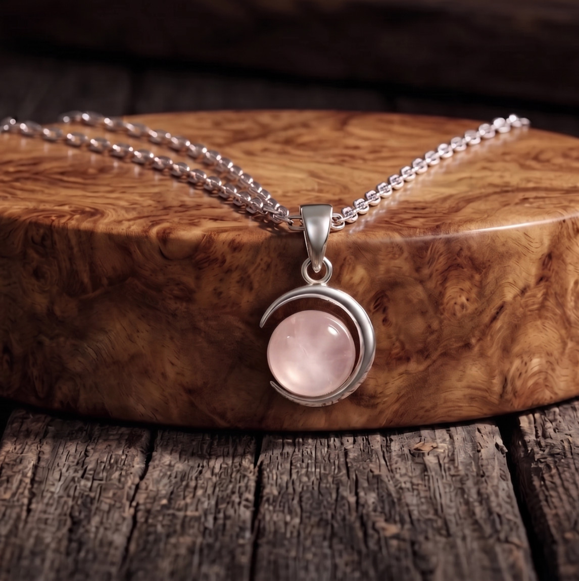 Women’s Rose Quartz Gemstone Pendant 925 Sterling Silver Rose Quartz Charm Gift
