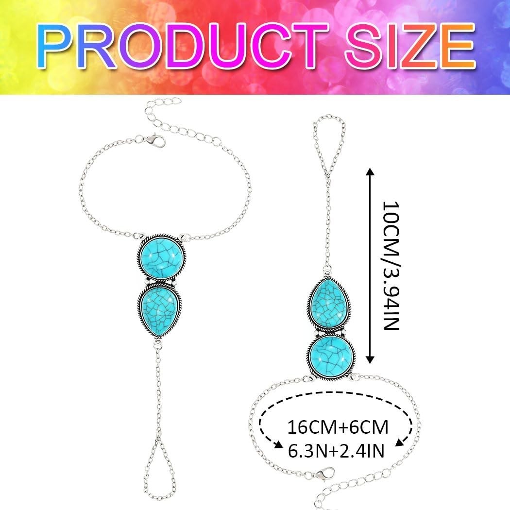 Pack of 2 Adjustable Turquoise Hand Chain Jewelry for Women – Chic Accessories