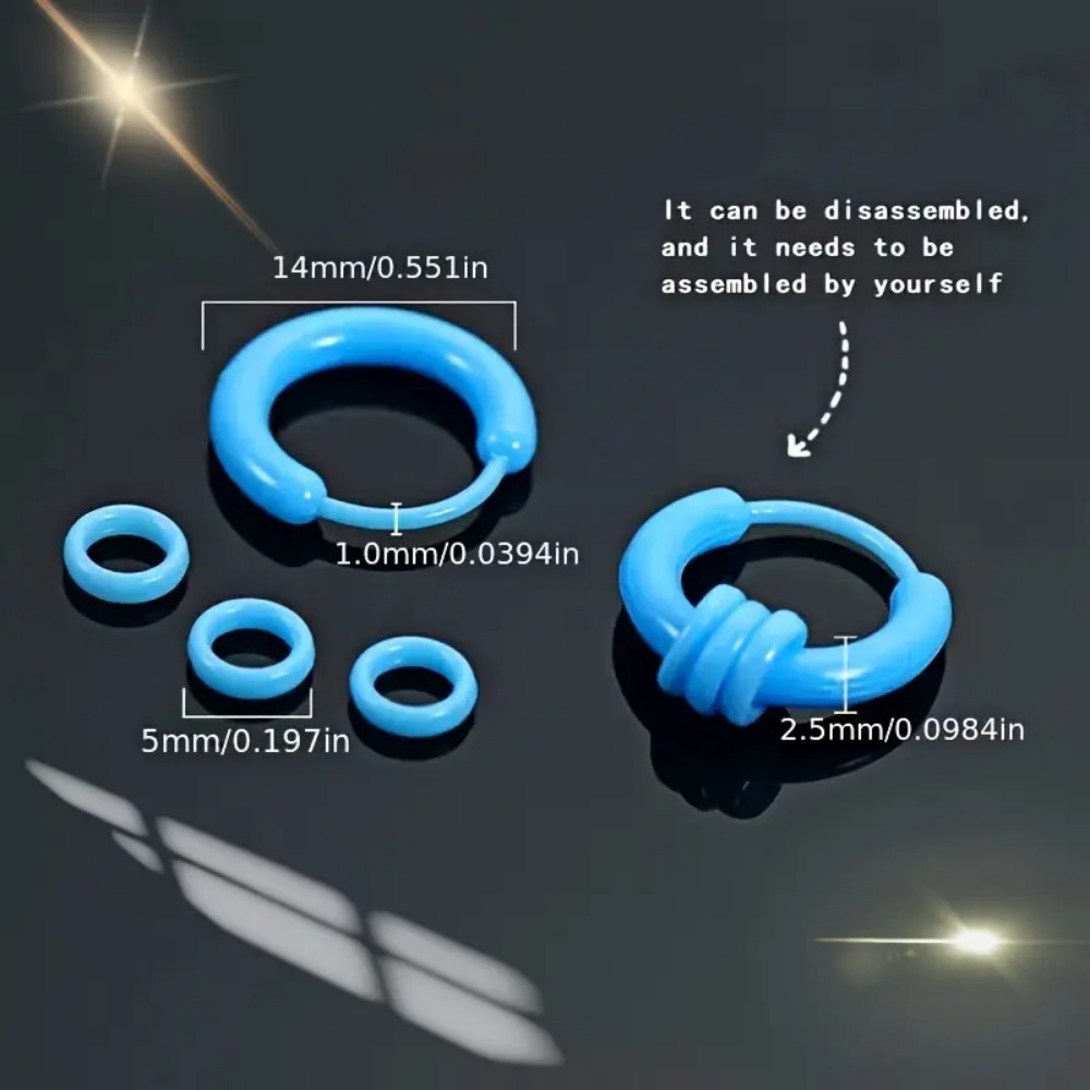 12/24Pairs Resin Hoop Earrings Clear Nose Rings for Sensitive Skin 12 Colors
