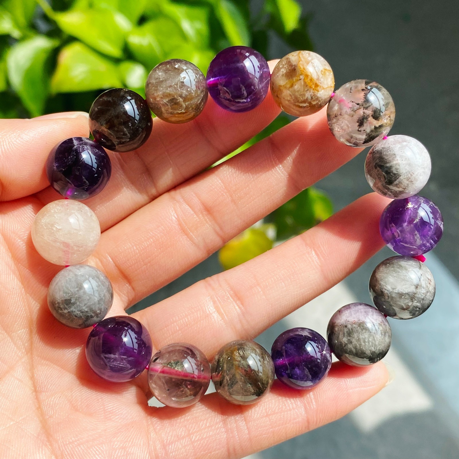13-13.7mm Natural Auralite 23 Crystal Quartz Beads Bracelet 2895