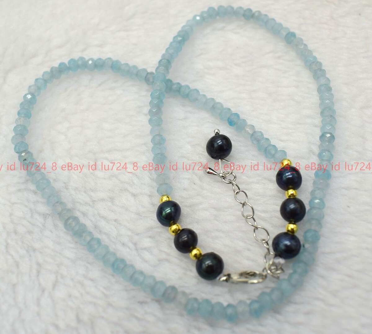 Fashion 2x4mm Faceted Gemstone Rondelle Beads 7-8mm Black Pearl Necklace 14-32″