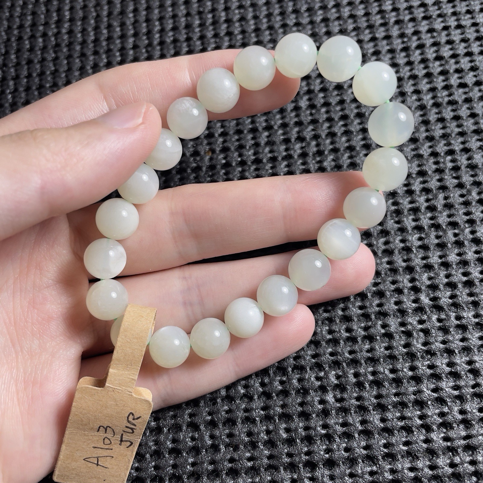 9.4mm Green Moonstone Stretch Bracelet Healing Crystal Reiki Chakra Jewelry Gift