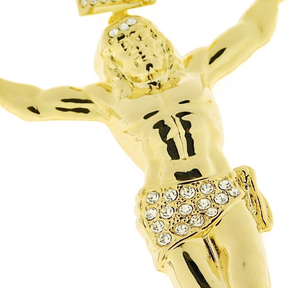 Huge 14k Gold Plated Jesus Body Charm Hip Hop Crucifix Piece Big 4.5″ in Pendant