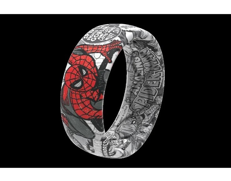 Marvel Groove Life “SpiderMan Black & White Comic” Silicone Ring Size 11