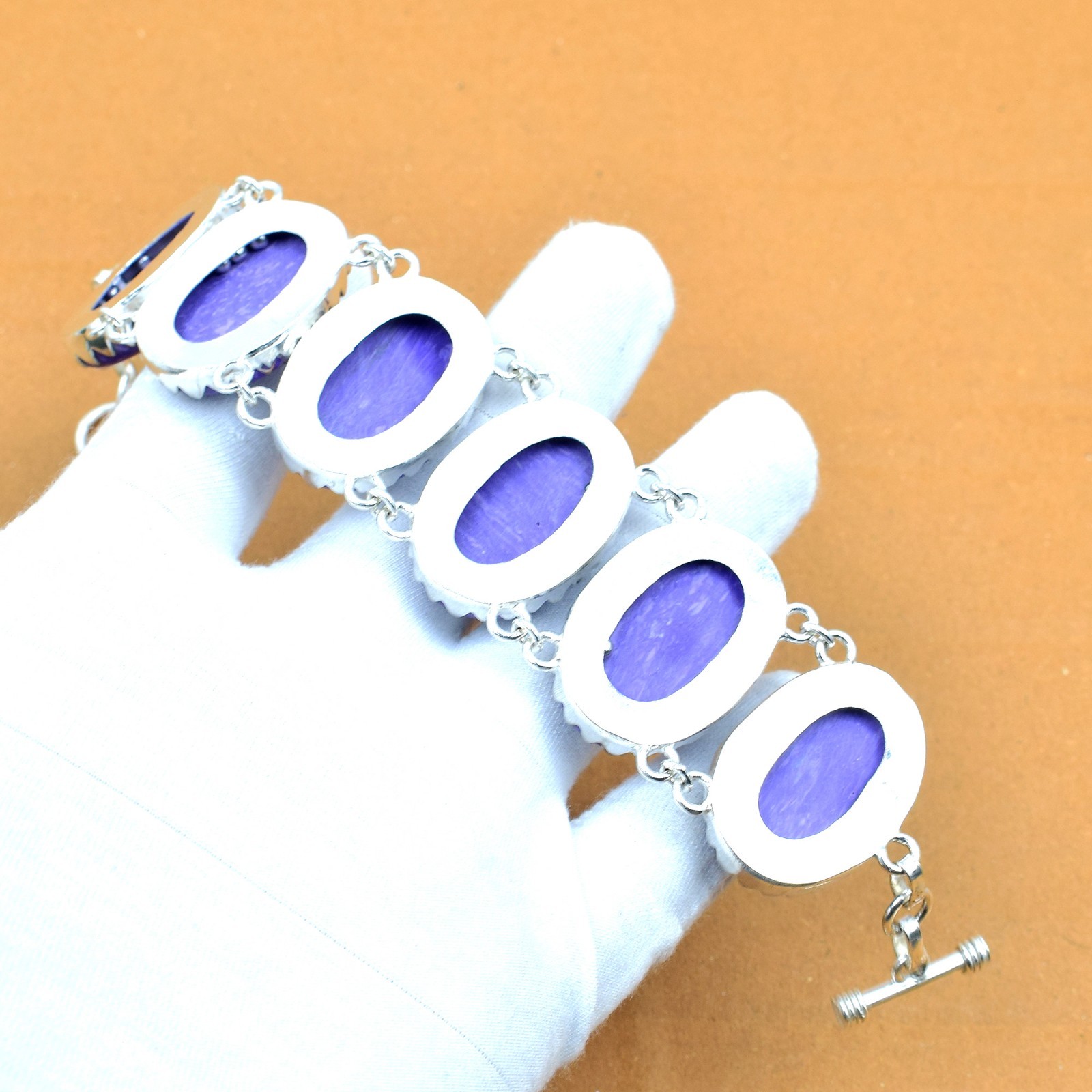 Charoite Gemstone 925 Sterling Silver Handmade Bracelet For Gift
